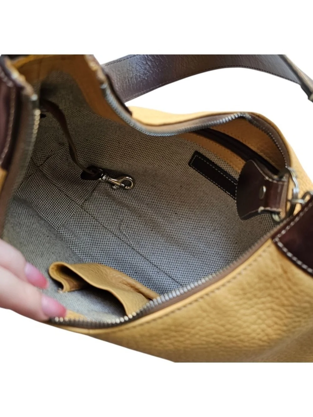 Vintage Dooney & Bourke Pebbled Leather Crescent Hobo Bag Yellow Y2K